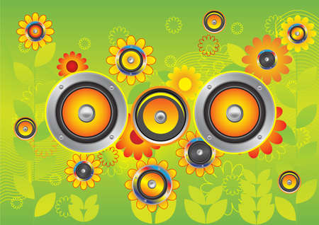 Dynamics in the middle of yellow flowers. A vector illustration.のイラスト素材