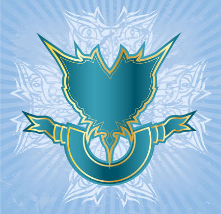 Blue Shield of composition in the style of tattoos and ribbonsのイラスト素材