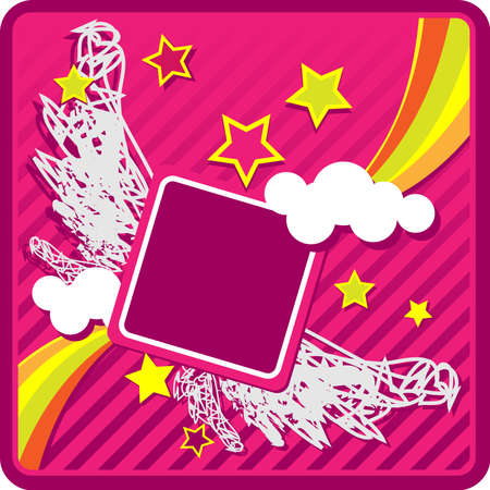 striped background with wings and starsのイラスト素材