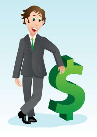 Young and successful businessman cartoon with dollar signのイラスト素材