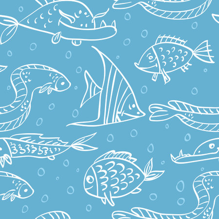 Elegance Seamless pattern with fish in the sea