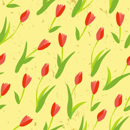 Seamless background with colored tulips. Vector illustration.のイラスト素材
