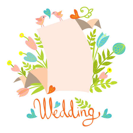 wedding invitation card template illustrationのイラスト素材