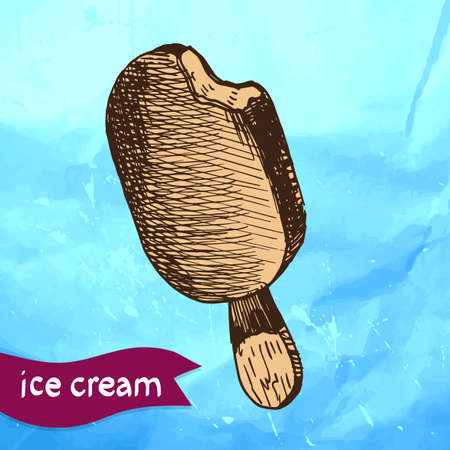 Doodle ice cream frozen dessert style sketch in vector formatのイラスト素材