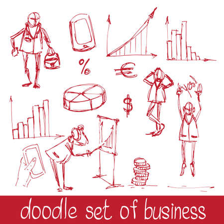 Doodle business peopleのイラスト素材