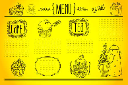 tea and sweets - doodles collectionのイラスト素材
