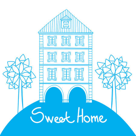 Doodle style houseのイラスト素材