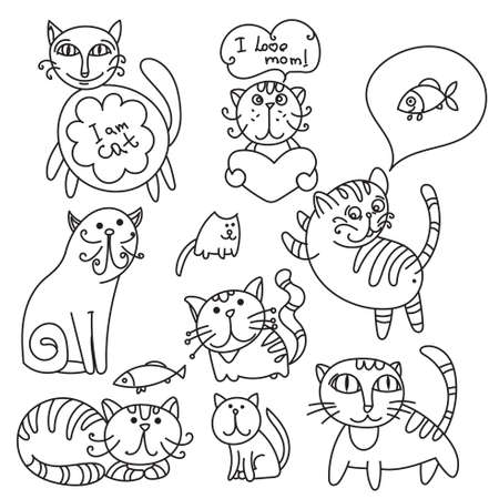 Set of cute catsのイラスト素材