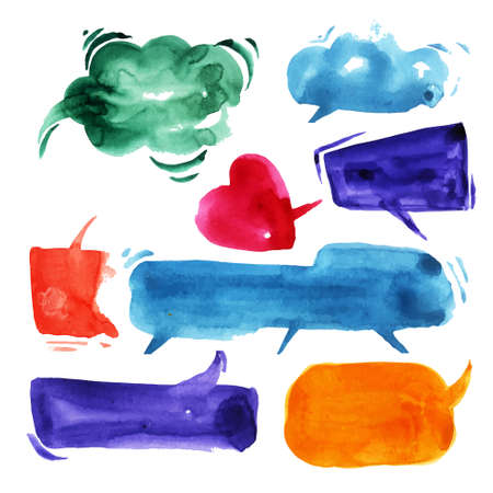Talking clouds in watercolor のイラスト素材