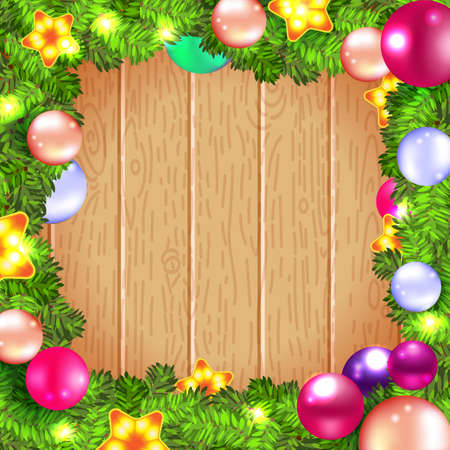 Christmas wreath with fir and hollyのイラスト素材