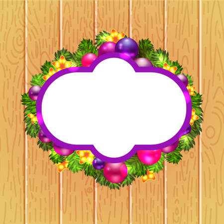 Christmas wreath with fir and hollyのイラスト素材