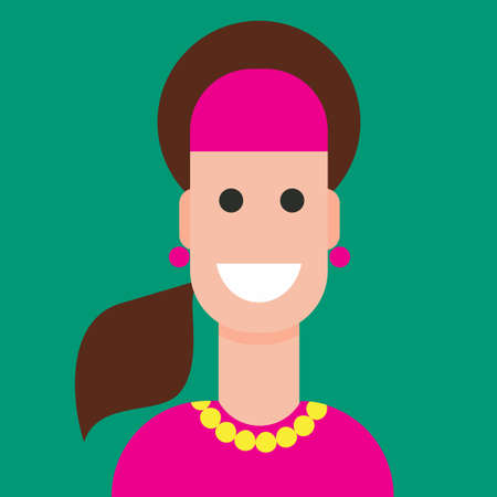 Avatar a woman in a flat style for social networks. Vector illustration.のイラスト素材