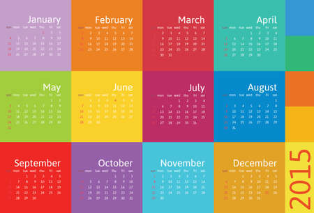 Vector flat calendar 2015のイラスト素材