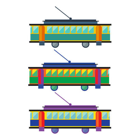 Tram, streetcar multicolored. Transportation Flat Icon. Vectorのイラスト素材