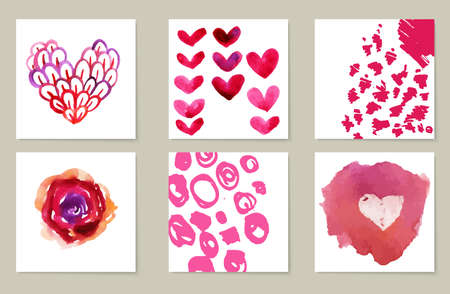 Hand-drawn collection of 6 journaling cards. Textureのイラスト素材