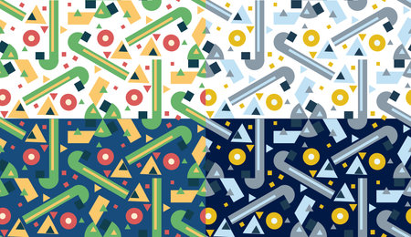 Retro different vector seamless patterns tiling.