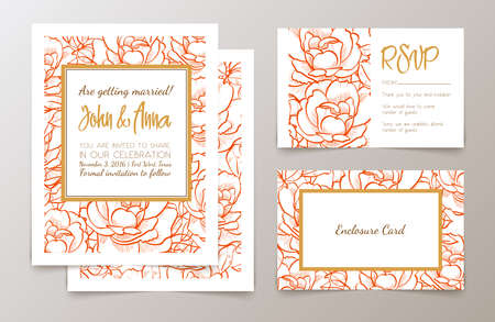 Set  weddings  invitationのイラスト素材