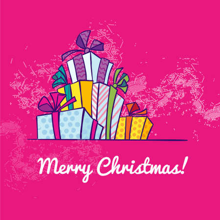 Holiday Christmas background with gift boxes. Vector.のイラスト素材