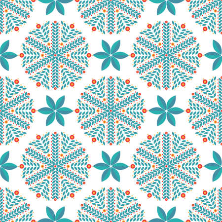 Vintage winter seamless  pattern of blue snowflakesのイラスト素材
