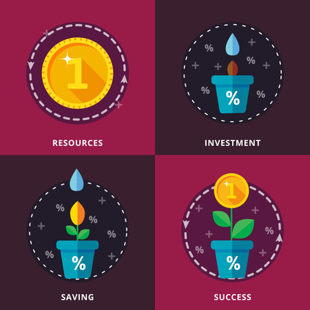Investing, bank deposits. The concept of preserving and increasing financial funds. Vector illustration. Infographics.のイラスト素材