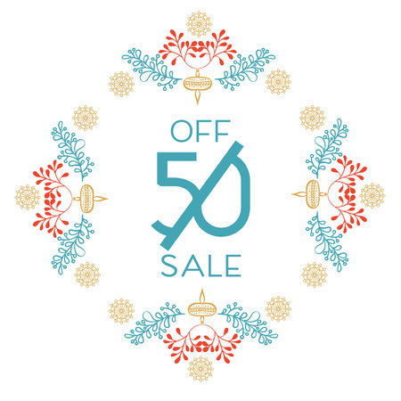 Bright Christmas sale banner  in style hand drawn. Vector template.