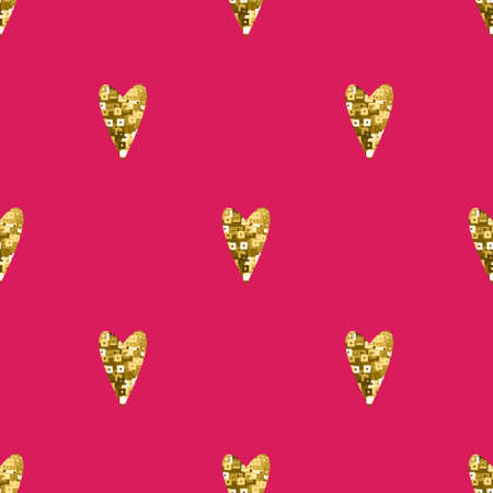 Seamless  pattern with gold hearts. Contemporary style perfect for wedding, valentines day, save the date, birthday invitation. Vector illustrationのイラスト素材