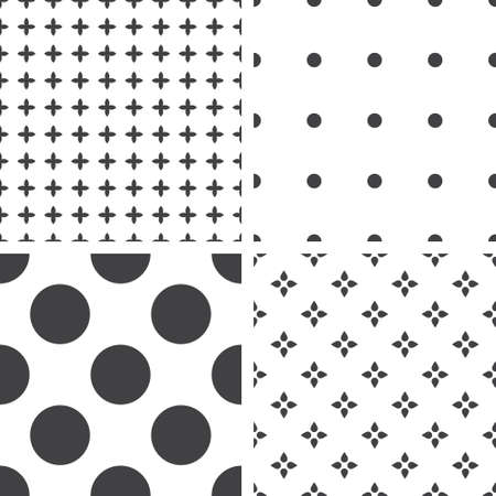 Set of monochrome geometric seamless universal patterns, tiling. Endless texture for websites, surface, wallpapers, skins, paperのイラスト素材