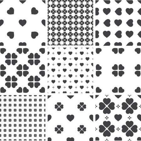 Set of monochrome geometric seamless universal patterns, tiling. Endless texture for websites, surface, wallpapers, skins, paperのイラスト素材