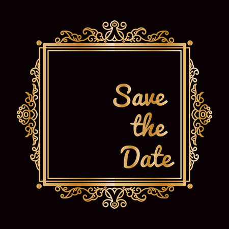 Vector gold frame design element and page decoration. In the hand drawn style. Premium quality, warranty, Baroque and Classical labelのイラスト素材