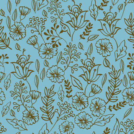 Vintage floral seamless pattern with hand drawnのイラスト素材