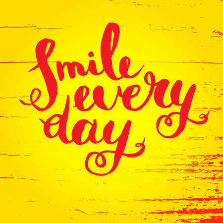 Smile every day. Inspirational quote poster. Written brushes by hand. Suitable for printing on futolkah, postcards. Vector calligraphy.のイラスト素材