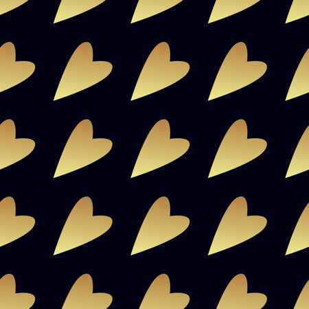 Seamless  pattern with gold hearts on a black background. Contemporary style perfect for wedding,...