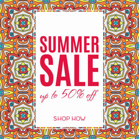 Bright design for your sales, discounts and promotions. Talavera bright ornament.  It can be used for banners, flyers, outdoor printing price tags, gift coupon, voucher.のイラスト素材