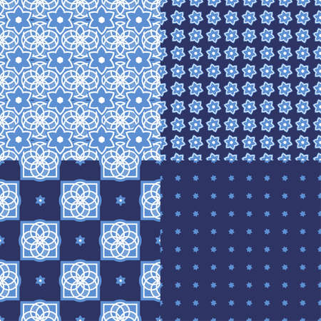 Portuguese azulejo tiles. Seamless patterns.のイラスト素材