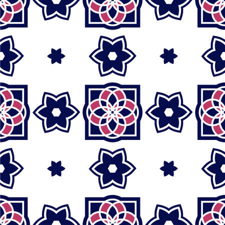 Portuguese azulejo tiles. Seamless patterns.のイラスト素材