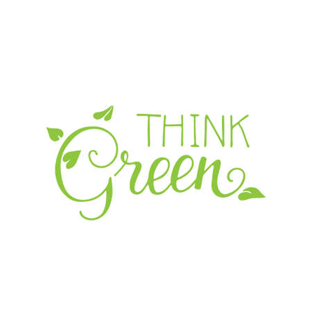 Think green Lettering with leaves earth day protectionのイラスト素材