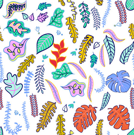 Set of tropical leaf fashionable colors.
