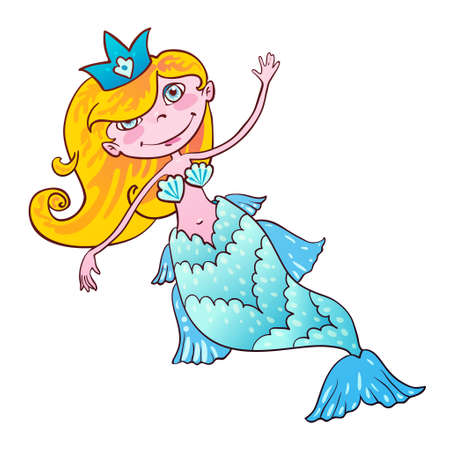 Sweetheart mermaid. Kawaii girl Naiad Maritime princess.のイラスト素材