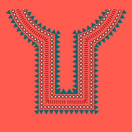 Geometric, tribal jewelry collar clothes. Neck line designsのイラスト素材