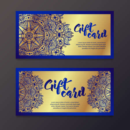 Rich gold gift certificates in the Indian style.のイラスト素材