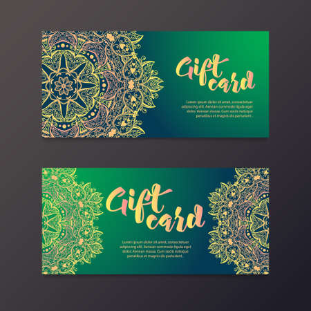 Rich gold gift certificates in the Indian style.のイラスト素材