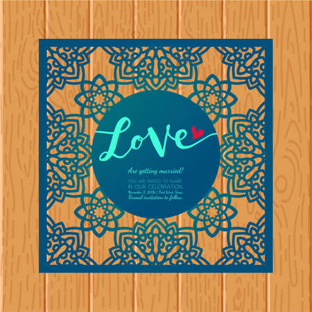 Save the date card. Laser cutting pattern.のイラスト素材