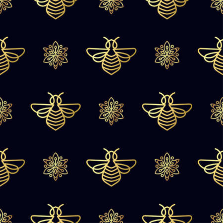 Seamless pattern with gold Beeのイラスト素材