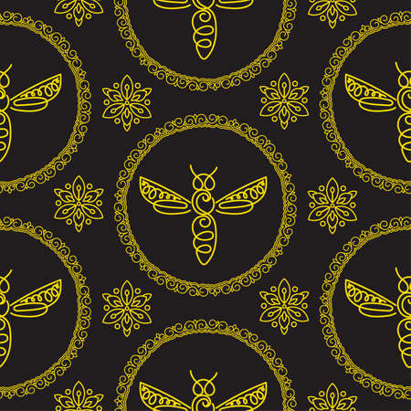 Seamless pattern with Beeのイラスト素材