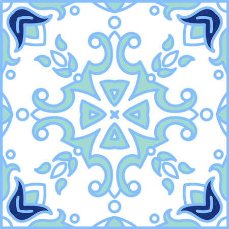 Portuguese azulejo tiles. Blue and white.のイラスト素材