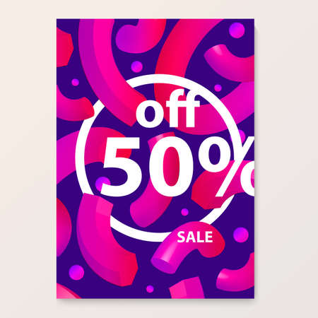 Bright poster for your sales discounts and promotions. 3d shapesのイラスト素材