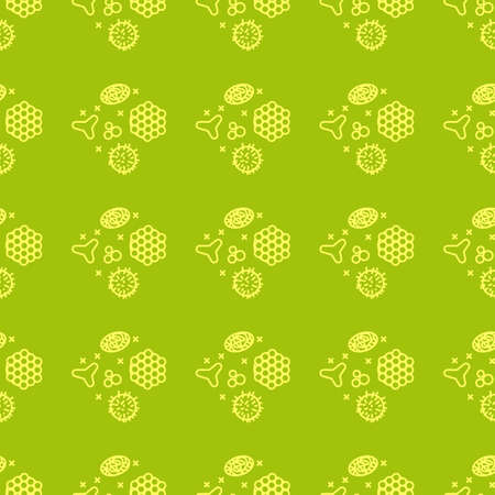 Pollen beekeeping. Seamless pattern in a linear style.のイラスト素材