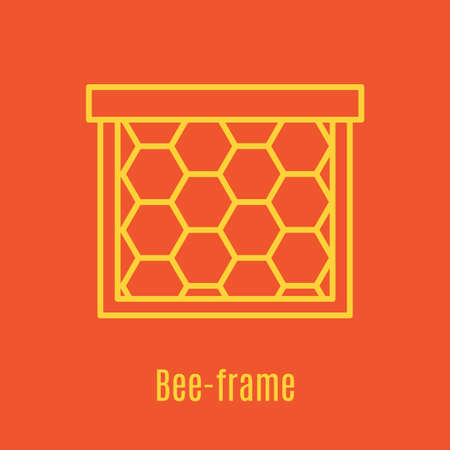 Vector illustration of thin line icon bee frame for medicine, apitherapy, beekeeping products, cosmetics, soap. Linear symbolのイラスト素材