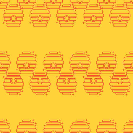 Seamless pattern apiary and beekeeping. Beehives.のイラスト素材