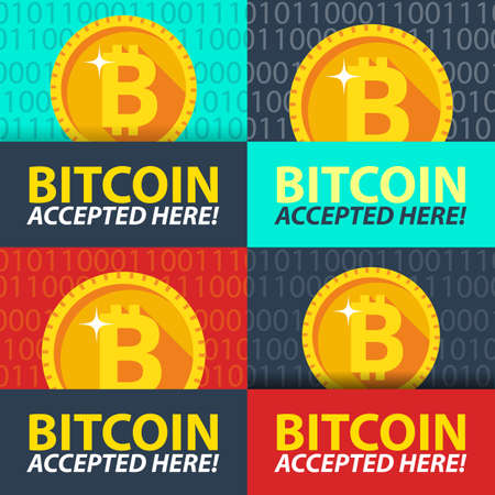 Bitcoin accepted here sticker.のイラスト素材